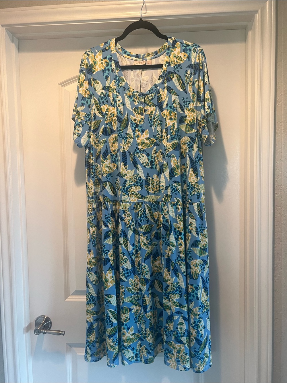 Womens LOGO Lori Goldstein Sadie Dress Blue Floral Size XL EUC!